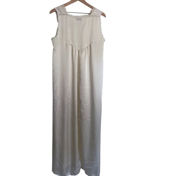 Vintage Christian Dior Lingerie Satin Sleeveless Slip with Lace Nightgown Size M - Picture 4 of 7